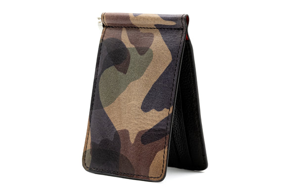 Hemingway Italian Saddle Leather CC Moneyclip - Grey Camo