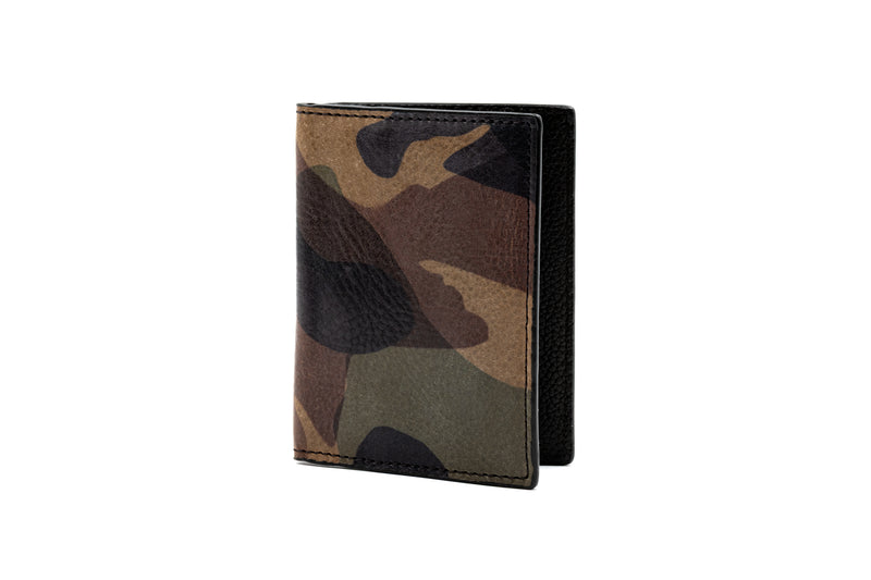 Hemingway Italian Saddle Leather ID Wallet - Grey Camo