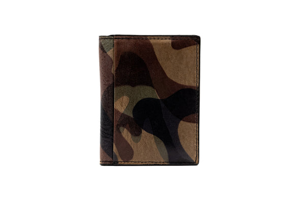 Hemingway Italian Saddle Leather ID Wallet - Grey Camo