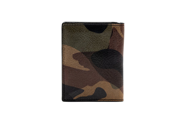 Hemingway Italian Saddle Leather ID Wallet - Grey Camo