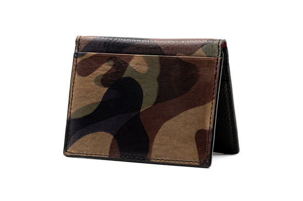 Hemingway Italian Saddle Leather ID Wallet - Grey Camo