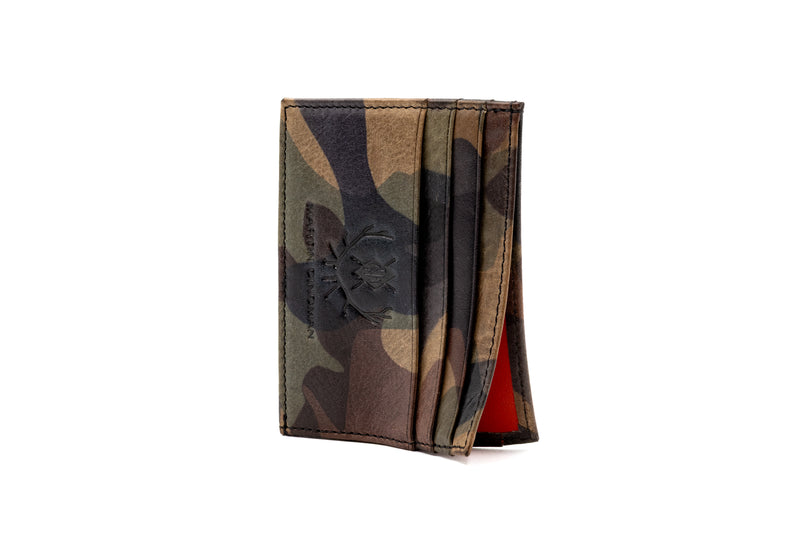 Hemingway Italian Saddle Leather Executive ID Card Case - Grey Camo