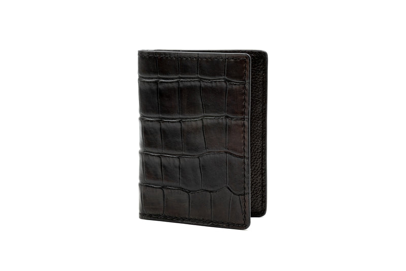 Bill Alligator Grain ID Wallet - Walnut