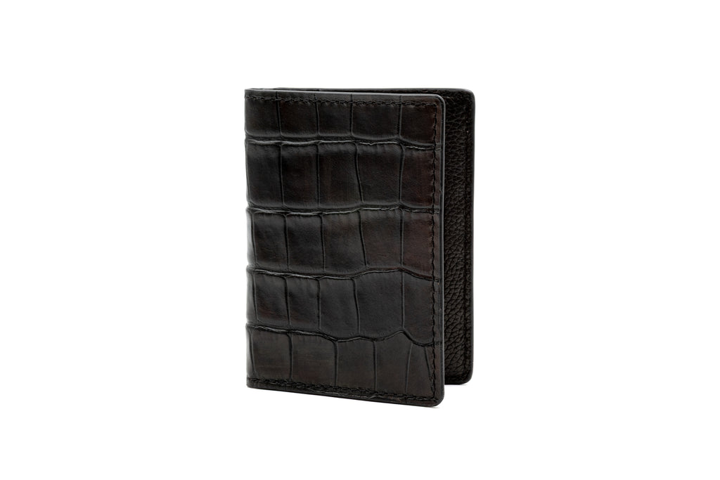 Bill Alligator Grain ID Wallet - Walnut