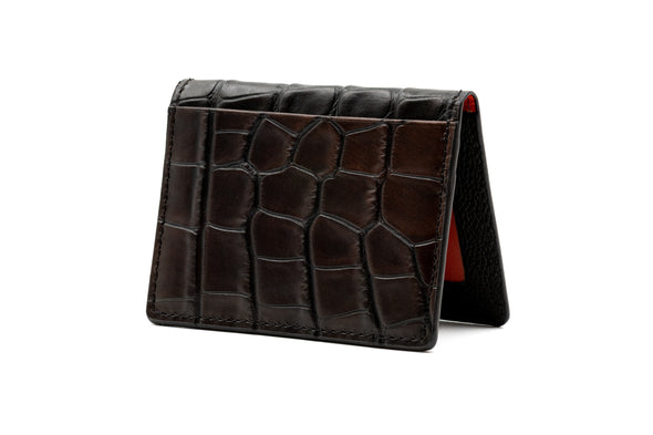 Bill Alligator Grain ID Wallet - Walnut