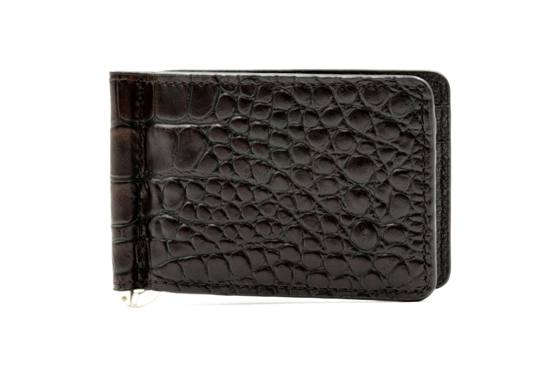 Bill Alligator Grain CC Money Clip - Walnut