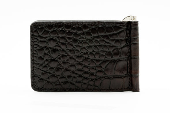 Bill Alligator Grain CC Money Clip - Walnut