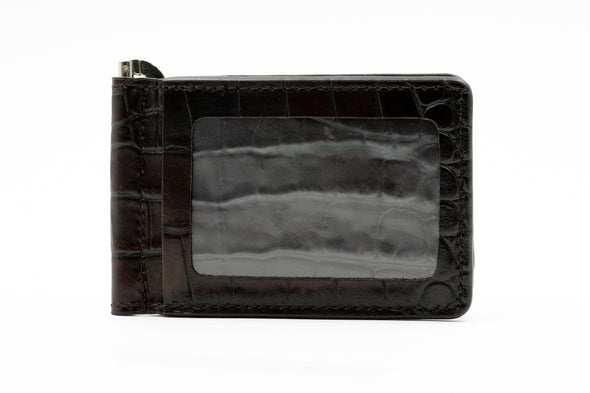 Bill Alligator Grain CC Money Clip - Walnut