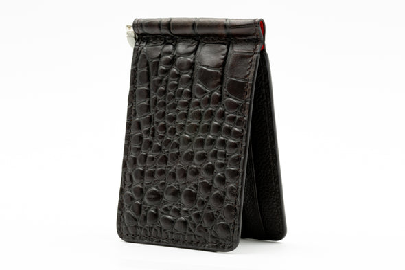 Bill Alligator Grain CC Money Clip - Walnut