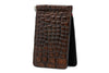 Bill Alligator Grain Leather CC Money Clip - Chestnut
