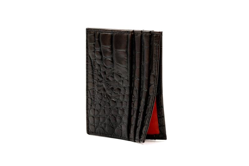 Bill Alligator Grain Executive ID Card Case - Walnut