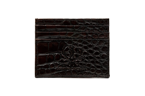 Bill Alligator Grain Executive ID Card Case - Walnut