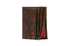 Bill Alligator Grain Leather Executive ID Card Case - Chestnut