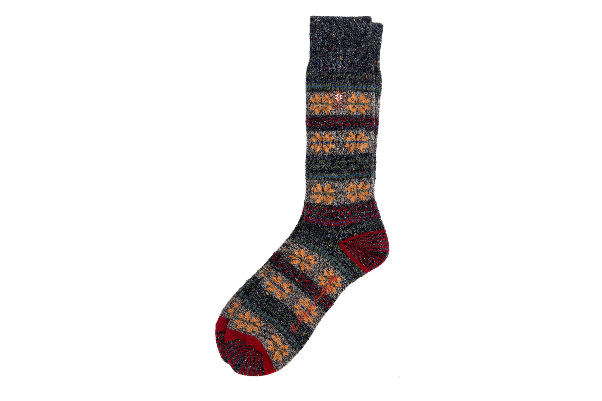Fairisle Andean Alpaca Yarn Socks - Charcoal