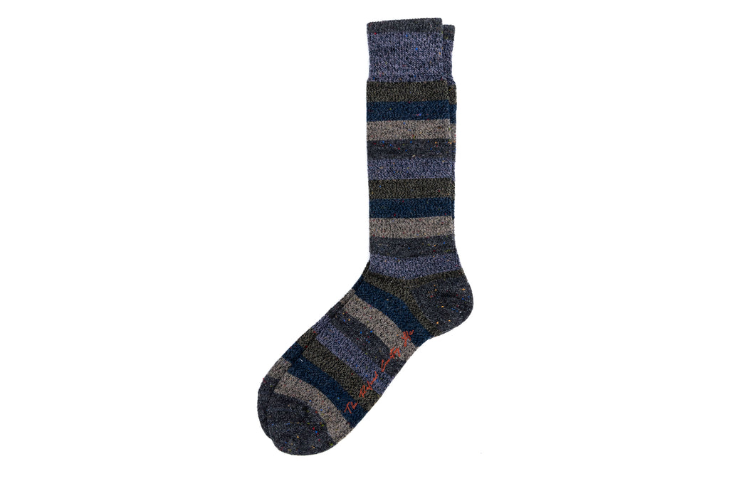 Stripe Andean Alpaca Yarn Socks - Midnight Multi