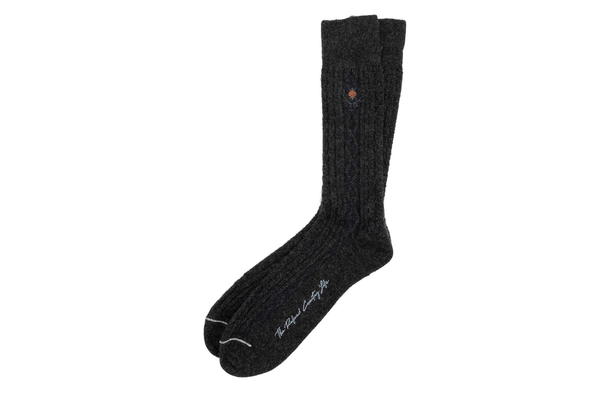 Cashmere Cable Andean Alpaca Socks - Charcoal