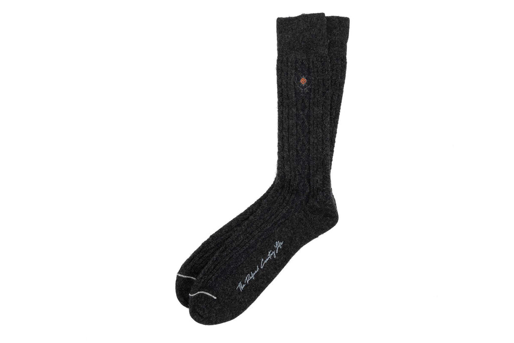 Cashmere Cable Andean Alpaca Socks - Charcoal
