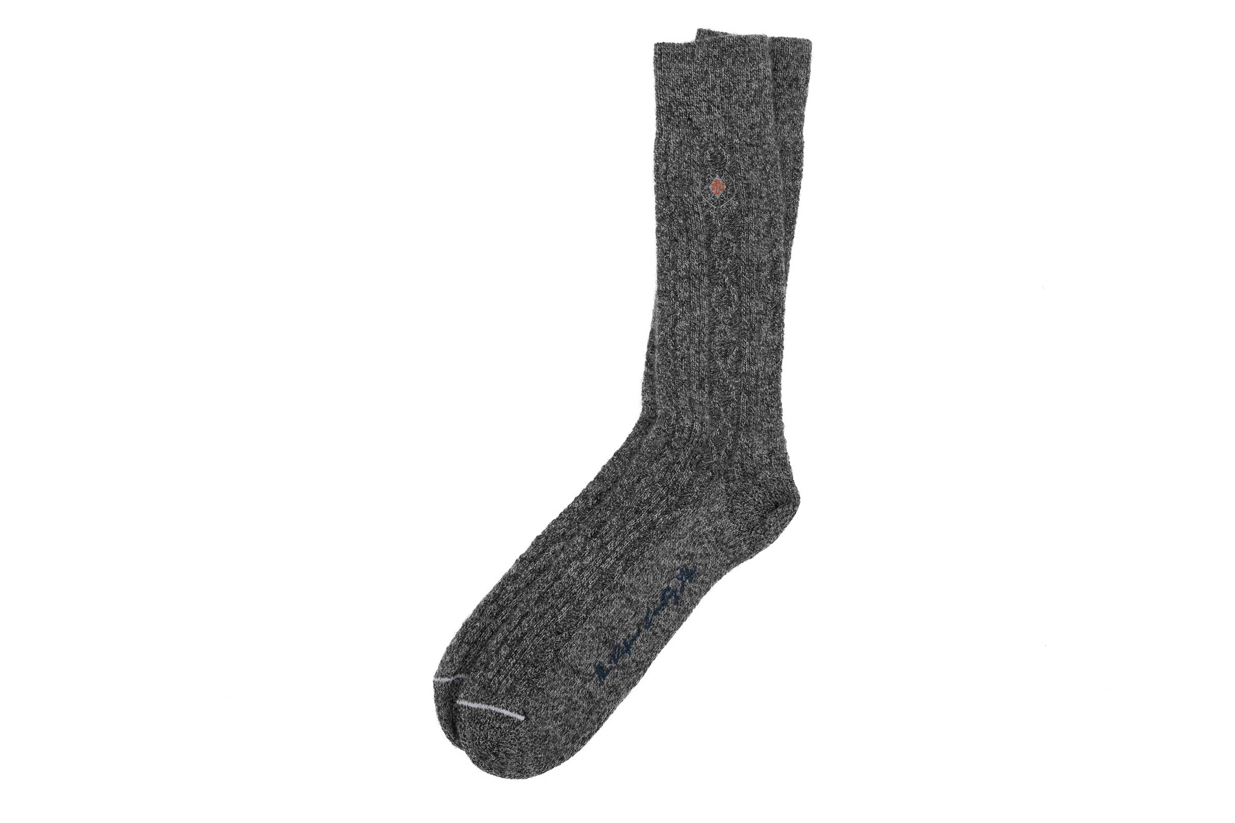 Cashmere Cable Andean Alpaca Socks - Oxford Grey