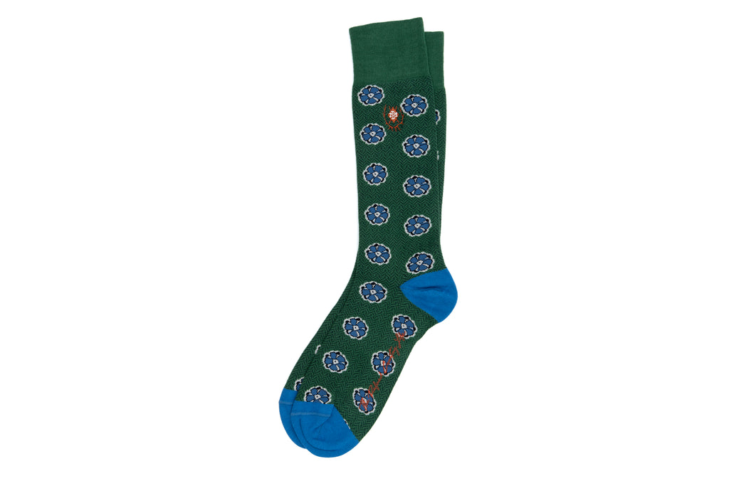 Floral Peruvian Pima Cotton Socks - Kelly Green