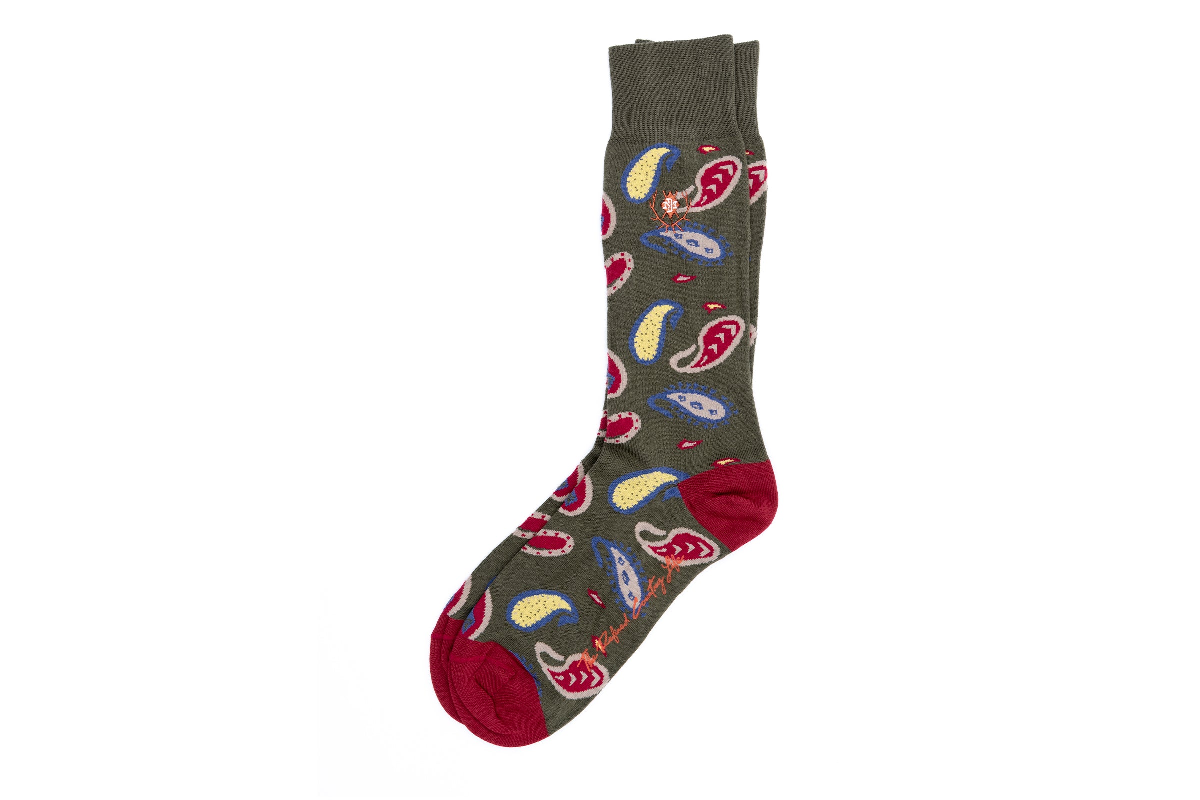 Paisley Peruvian Pima Cotton Socks - Military Green