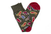 Paisley Peruvian Pima Cotton Socks - Military Green