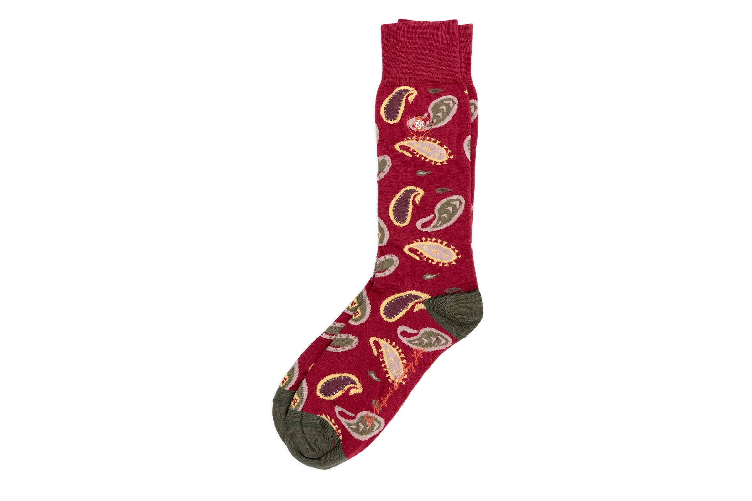 Paisley Peruvian Pima Cotton Socks - Ruby | Martin Dingman