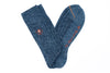 Cable Knit Andean Alpaca Yarn Socks - Steel Blue