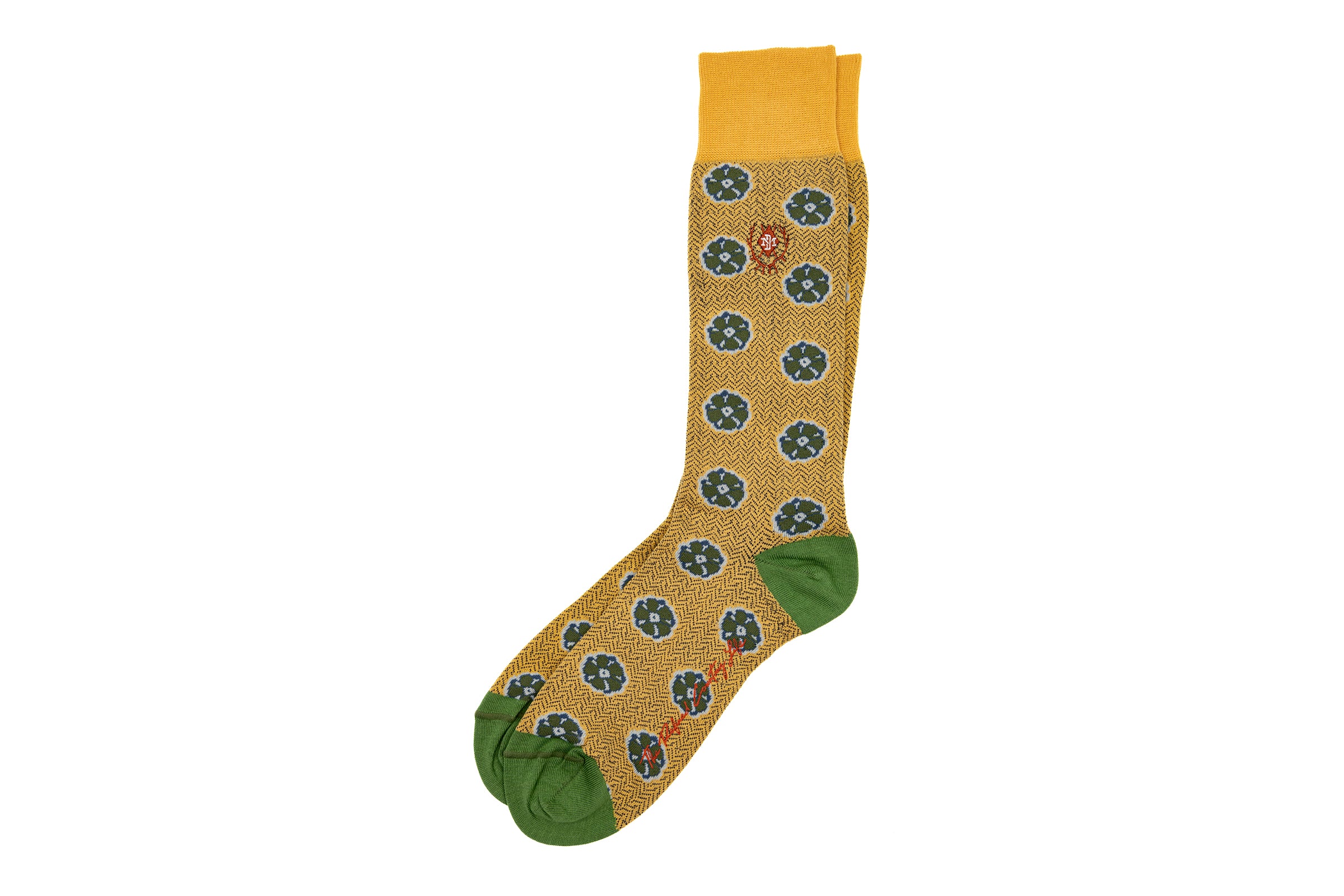 Floral Peruvian Pima Cotton Socks - Pineapple