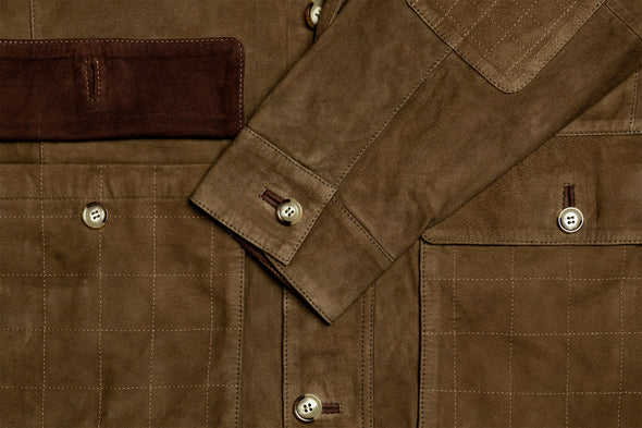 Greystone Lightweight Goat Suede Safari Jacket - Olive