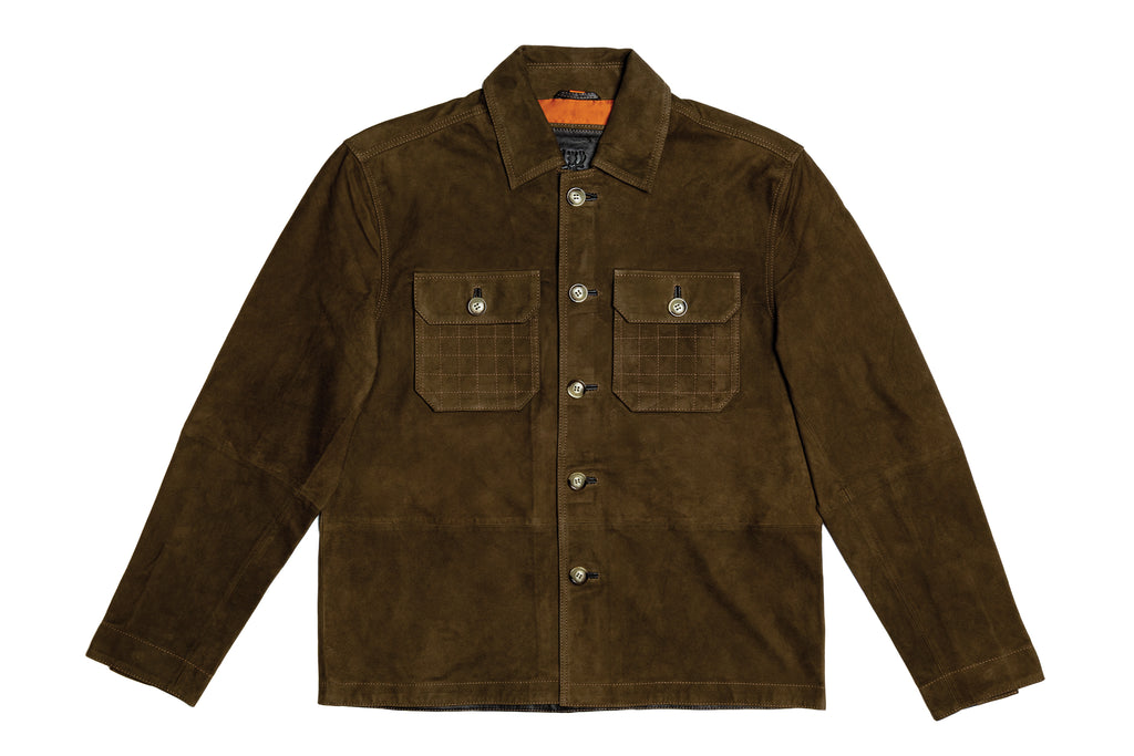 Yorkshire Lightweight Goat Suede Shirt Jacket - Olive