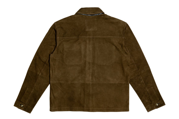 Yorkshire Lightweight Goat Suede Shirt Jacket-Olive