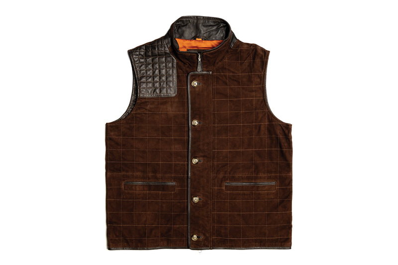Northumberland Lightweight Goat Suede Vest - Walnut