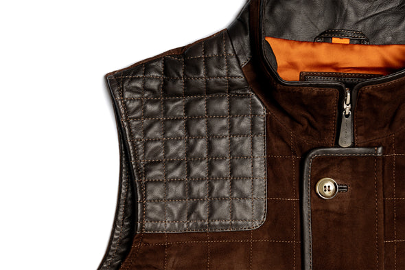 Northumberland Lightweight Goat Suede Vest - Walnut