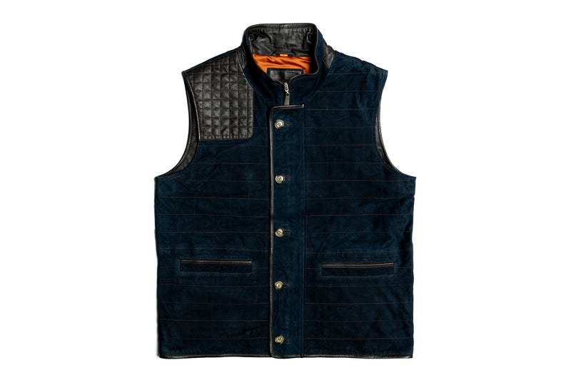 Northumberland Lightweight Goat Suede Vest - Navy