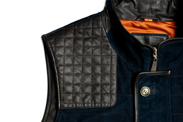 Northumberland Lightweight Goat Suede Vest - Navy