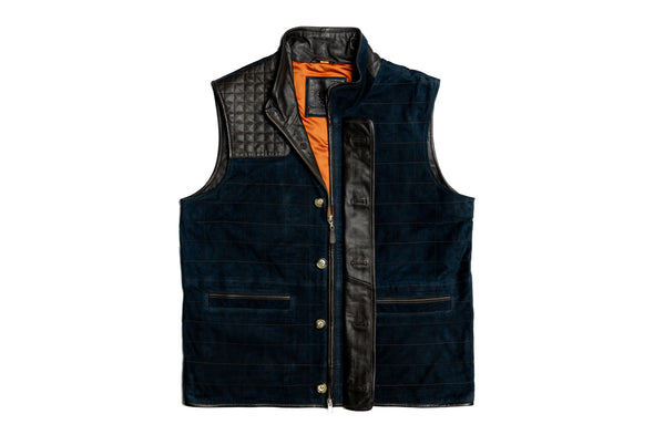 Northumberland Lightweight Goat Suede Vest - Navy