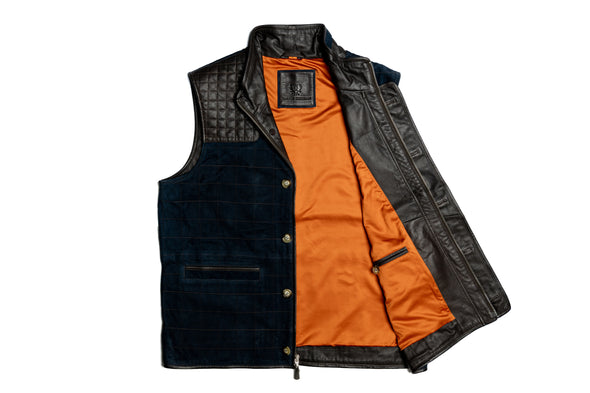 Northumberland Lightweight Goat Suede Vest - Navy