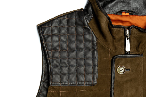 Northumberland Lightweight Goat Suede Vest - Olive