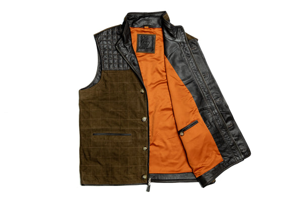 Northumberland Lightweight Goat Suede Vest - Olive