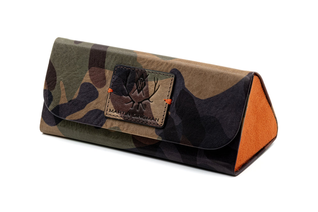 Sarasota Italian Saddle Leather Eyeglass Case - Grey Camo