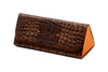 Sarasota Hand Finished Alligator Grain Eyeglass Case - Chestnut