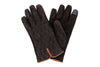 Quilted Italian Lamb Suede Gloves - Espresso