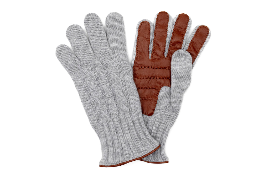 Cashmere Cable Lamb Gloves - Ash