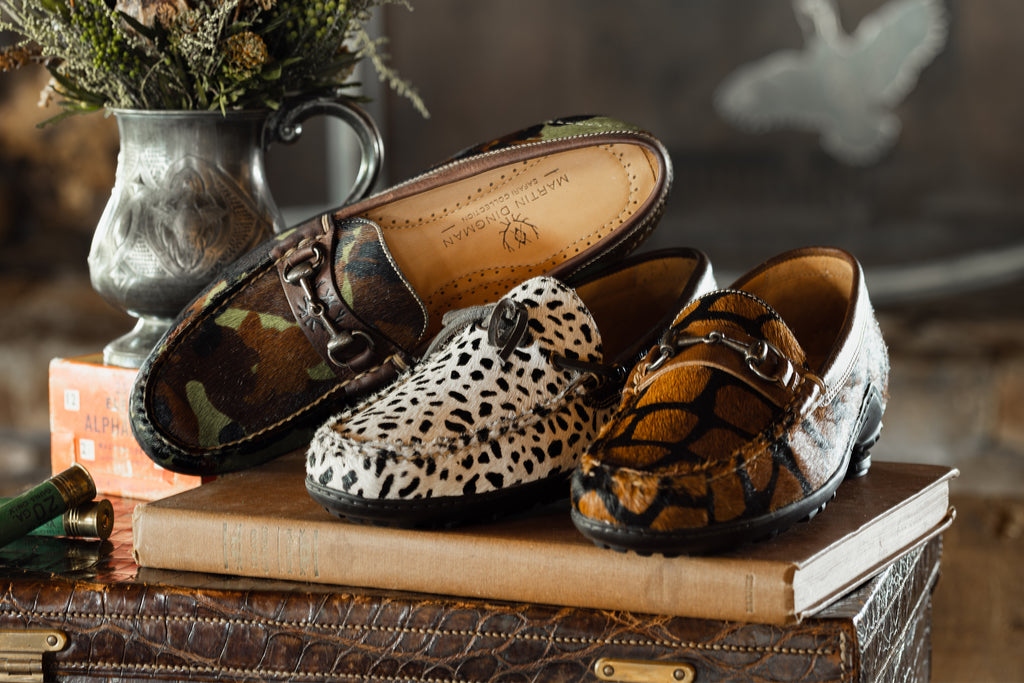 Bill "Hair On" Cheetah Print Leather Bow Tie Loafers - Camo
