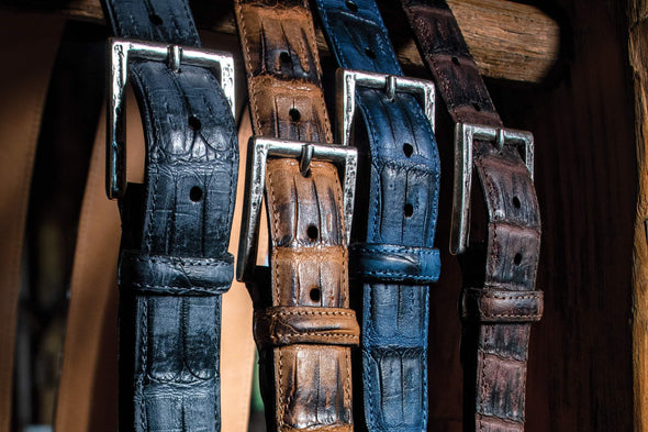 Carson South American Crocodile Leather Belt - Walnut