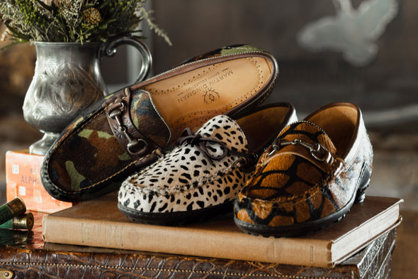 Bill "Hair On" Leather Horse Bit Loafers - Giraffe