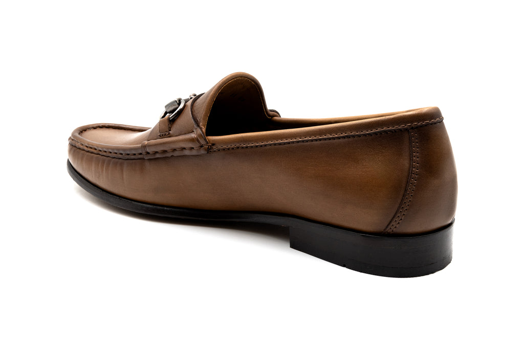Addison Calf Leather Horse Bit Loafers - Brandy - back
