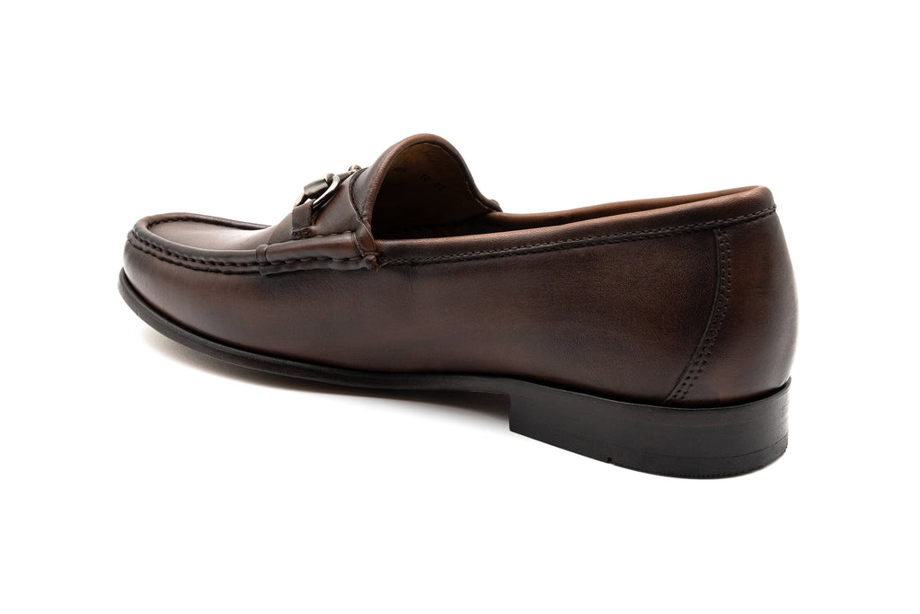 Addison Calf Leather Horse Bit Loafers - Chocolate - back