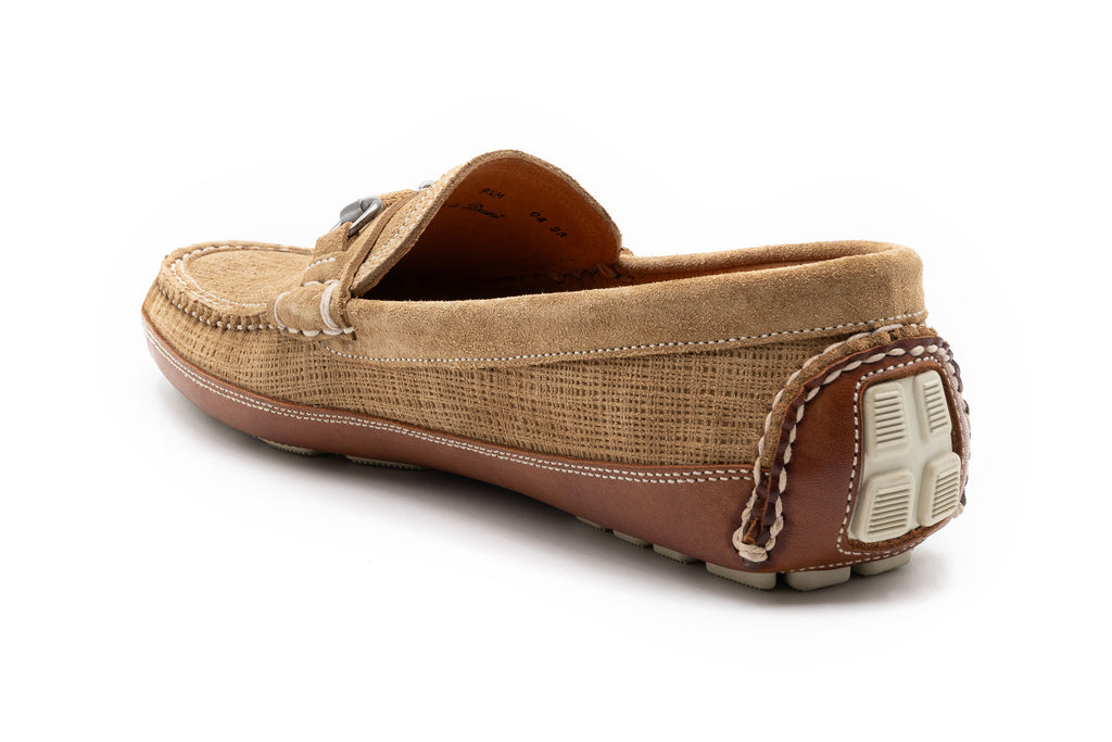Monte Carlo Suede Horse Bit Driving Loafers - Khaki - back