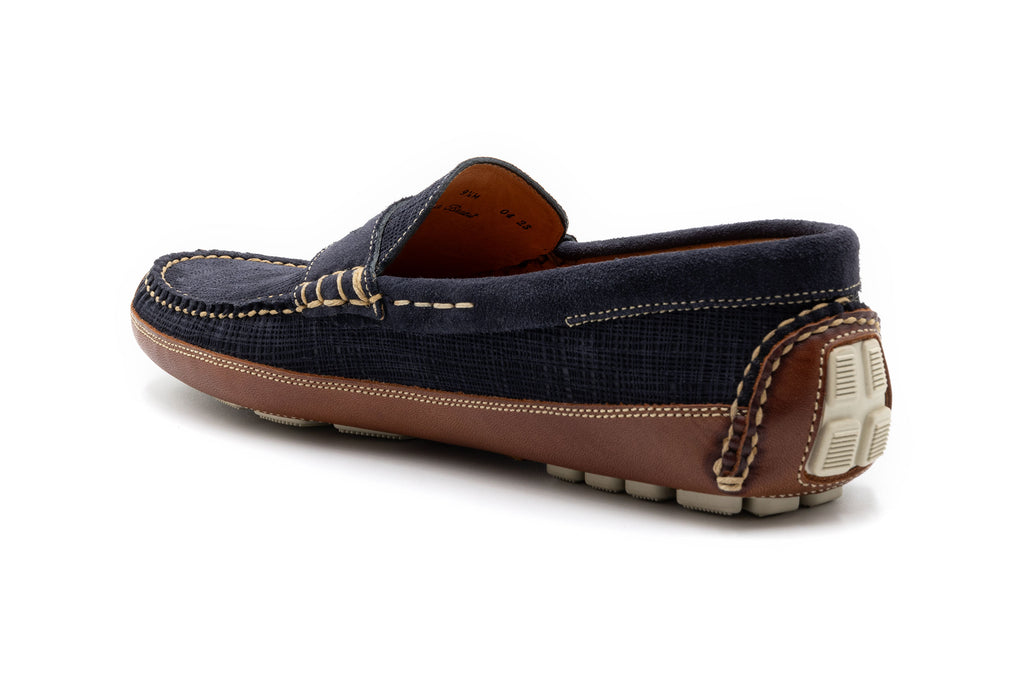 Monte Carlo Suede Penny Driving Loafers - Navy - back